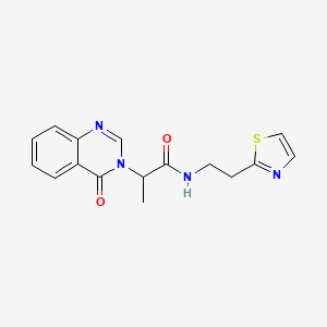 molecular formula C16H16N4O2S B6135703 2-(4-oxo-3(4H)-quinazolinyl)-N-[2-(1,3-thiazol-2-yl)ethyl]propanamide 