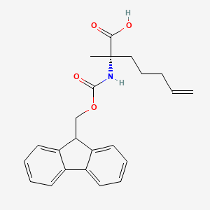 molecular formula C23H25NO4 B613571 (S)-2-((((9H-Fluoren-9-yl)methoxy)carbonyl)amino)-2-methylhept-6-enoic acid CAS No. 288617-73-2