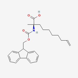 molecular formula C26H31NO4 B613572 (R)-2-((((9H-Fluoren-9-yl)methoxy)carbonyl)amino)-2-methyldec-9-enoic acid CAS No. 945212-26-0