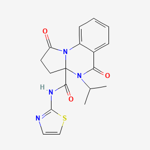 molecular formula C18H18N4O3S B6135773 4-isopropyl-1,5-dioxo-N-1,3-thiazol-2-yl-2,3,4,5-tetrahydropyrrolo[1,2-a]quinazoline-3a(1H)-carboxamide 