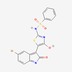 N-[5-(5-bromo-2-oxo-1,2-dihydro-3H-indol-3-ylidene)-4-oxo-1,3-thiazolidin-2-ylidene]benzenesulfonamide