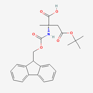molecular formula C24H27NO6 B613582 (S)-2-((((9H-Fluoren-9-yl)methoxy)carbonyl)amino)-4-(tert-butoxy)-2-methyl-4-oxobutanoic acid CAS No. 1072845-47-6