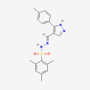 molecular formula C20H22N4O2S B6135833 2,4,6-trimethyl-N'-{[3-(4-methylphenyl)-1H-pyrazol-4-yl]methylene}benzenesulfonohydrazide 