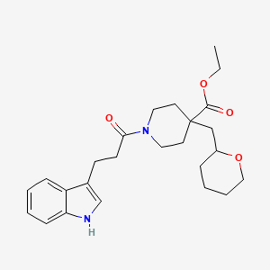 ethyl 1-[3-(1H-indol-3-yl)propanoyl]-4-(tetrahydro-2H-pyran-2-ylmethyl)-4-piperidinecarboxylate