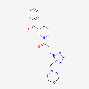 molecular formula C21H28N6O3 B6135897 (1-{3-[5-(4-morpholinylmethyl)-1H-tetrazol-1-yl]propanoyl}-3-piperidinyl)(phenyl)methanone 