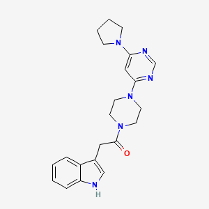 molecular formula C22H26N6O B6135908 3-(2-oxo-2-{4-[6-(1-pyrrolidinyl)-4-pyrimidinyl]-1-piperazinyl}ethyl)-1H-indole 