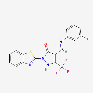 molecular formula C18H10F4N4OS B6135915 2-(1,3-benzothiazol-2-yl)-4-{[(3-fluorophenyl)amino]methylene}-5-(trifluoromethyl)-2,4-dihydro-3H-pyrazol-3-one 