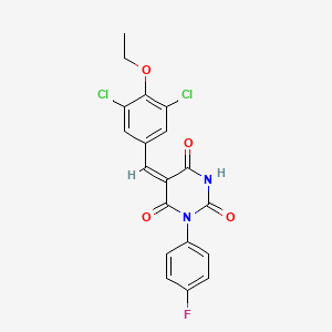 molecular formula C19H13Cl2FN2O4 B6135926 5-(3,5-dichloro-4-ethoxybenzylidene)-1-(4-fluorophenyl)-2,4,6(1H,3H,5H)-pyrimidinetrione 