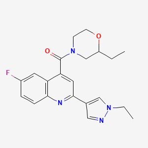 molecular formula C21H23FN4O2 B6135943 4-[(2-ethylmorpholin-4-yl)carbonyl]-2-(1-ethyl-1H-pyrazol-4-yl)-6-fluoroquinoline 