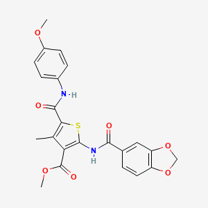 molecular formula C23H20N2O7S B6135971 methyl 2-[(1,3-benzodioxol-5-ylcarbonyl)amino]-5-{[(4-methoxyphenyl)amino]carbonyl}-4-methyl-3-thiophenecarboxylate 