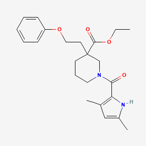 molecular formula C23H30N2O4 B6136049 ethyl 1-[(3,5-dimethyl-1H-pyrrol-2-yl)carbonyl]-3-(2-phenoxyethyl)-3-piperidinecarboxylate 