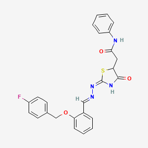 molecular formula C25H21FN4O3S B6136094 2-[2-({2-[(4-fluorobenzyl)oxy]benzylidene}hydrazono)-4-oxo-1,3-thiazolidin-5-yl]-N-phenylacetamide 