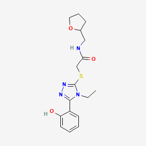 molecular formula C17H22N4O3S B6136114 2-{[4-ethyl-5-(2-hydroxyphenyl)-4H-1,2,4-triazol-3-yl]thio}-N-(tetrahydro-2-furanylmethyl)acetamide 
