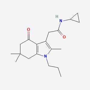 molecular formula C19H28N2O2 B6136120 N-cyclopropyl-2-(2,6,6-trimethyl-4-oxo-1-propyl-4,5,6,7-tetrahydro-1H-indol-3-yl)acetamide 