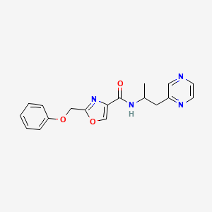 molecular formula C18H18N4O3 B6136124 N-[1-methyl-2-(2-pyrazinyl)ethyl]-2-(phenoxymethyl)-1,3-oxazole-4-carboxamide 
