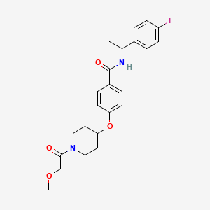 molecular formula C23H27FN2O4 B6136134 N-[1-(4-fluorophenyl)ethyl]-4-{[1-(methoxyacetyl)-4-piperidinyl]oxy}benzamide 