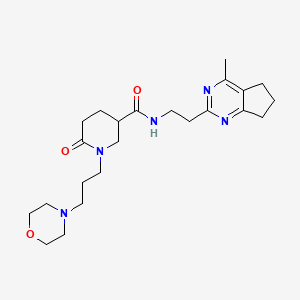 molecular formula C23H35N5O3 B6136201 N-[2-(4-methyl-6,7-dihydro-5H-cyclopenta[d]pyrimidin-2-yl)ethyl]-1-[3-(4-morpholinyl)propyl]-6-oxo-3-piperidinecarboxamide 