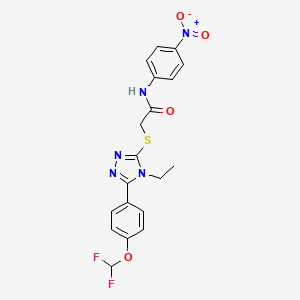 molecular formula C19H17F2N5O4S B6136204 2-({5-[4-(difluoromethoxy)phenyl]-4-ethyl-4H-1,2,4-triazol-3-yl}thio)-N-(4-nitrophenyl)acetamide 