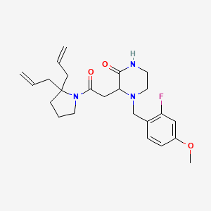 molecular formula C24H32FN3O3 B6136240 3-[2-(2,2-diallyl-1-pyrrolidinyl)-2-oxoethyl]-4-(2-fluoro-4-methoxybenzyl)-2-piperazinone 