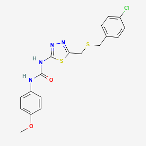 molecular formula C18H17ClN4O2S2 B6136247 N-(5-{[(4-chlorobenzyl)thio]methyl}-1,3,4-thiadiazol-2-yl)-N'-(4-methoxyphenyl)urea 
