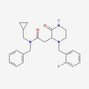 molecular formula C24H28FN3O2 B6136270 N-benzyl-N-(cyclopropylmethyl)-2-[1-(2-fluorobenzyl)-3-oxo-2-piperazinyl]acetamide 