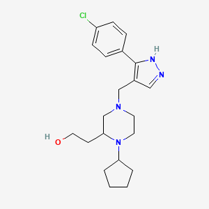 molecular formula C21H29ClN4O B6136298 2-(4-{[3-(4-chlorophenyl)-1H-pyrazol-4-yl]methyl}-1-cyclopentyl-2-piperazinyl)ethanol 
