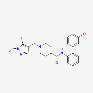 molecular formula C26H32N4O2 B6136299 1-[(1-ethyl-5-methyl-1H-pyrazol-4-yl)methyl]-N-(3'-methoxy-2-biphenylyl)-4-piperidinecarboxamide 