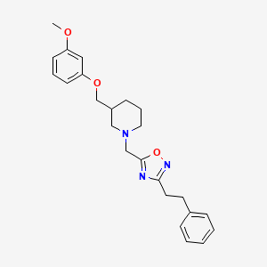 molecular formula C24H29N3O3 B6136312 3-[(3-methoxyphenoxy)methyl]-1-{[3-(2-phenylethyl)-1,2,4-oxadiazol-5-yl]methyl}piperidine 