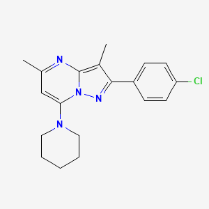 molecular formula C19H21ClN4 B6136321 2-(4-chlorophenyl)-3,5-dimethyl-7-(1-piperidinyl)pyrazolo[1,5-a]pyrimidine 