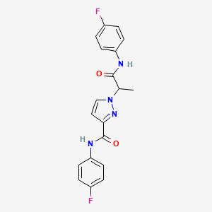 molecular formula C19H16F2N4O2 B6136340 N-(4-fluorophenyl)-1-{2-[(4-fluorophenyl)amino]-1-methyl-2-oxoethyl}-1H-pyrazole-3-carboxamide 