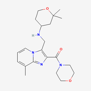 molecular formula C21H30N4O3 B6136397 (2,2-dimethyltetrahydro-2H-pyran-4-yl){[8-methyl-2-(4-morpholinylcarbonyl)imidazo[1,2-a]pyridin-3-yl]methyl}amine 