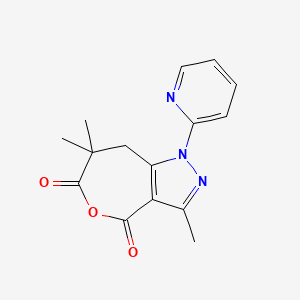 molecular formula C15H15N3O3 B6136425 3,7,7-trimethyl-1-pyridin-2-yl-7,8-dihydro-1H-oxepino[4,3-c]pyrazole-4,6-dione 