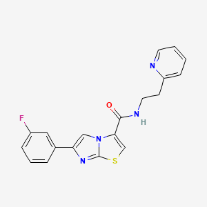 molecular formula C19H15FN4OS B6136442 6-(3-fluorophenyl)-N-[2-(2-pyridinyl)ethyl]imidazo[2,1-b][1,3]thiazole-3-carboxamide 
