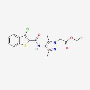 molecular formula C18H18ClN3O3S B6136491 ethyl (4-{[(3-chloro-1-benzothien-2-yl)carbonyl]amino}-3,5-dimethyl-1H-pyrazol-1-yl)acetate 