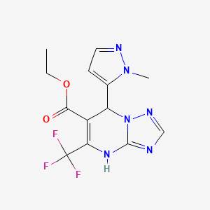 molecular formula C13H13F3N6O2 B6136519 ethyl 7-(1-methyl-1H-pyrazol-5-yl)-5-(trifluoromethyl)-4,7-dihydro[1,2,4]triazolo[1,5-a]pyrimidine-6-carboxylate 