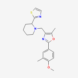 molecular formula C21H25N3O2S B6136539 1-{[2-(4-methoxy-3-methylphenyl)-5-methyl-1,3-oxazol-4-yl]methyl}-2-(1,3-thiazol-2-yl)piperidine 