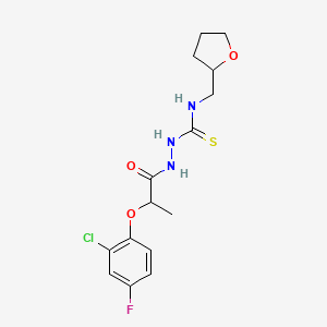 molecular formula C15H19ClFN3O3S B6136572 2-[2-(2-chloro-4-fluorophenoxy)propanoyl]-N-(tetrahydro-2-furanylmethyl)hydrazinecarbothioamide 