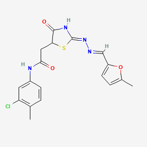 molecular formula C18H17ClN4O3S B6136574 N-(3-chloro-4-methylphenyl)-2-(4-hydroxy-2-{[(5-methyl-2-furyl)methylene]hydrazono}-2,5-dihydro-1,3-thiazol-5-yl)acetamide 
