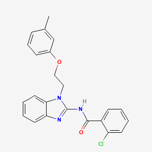 molecular formula C23H20ClN3O2 B6136605 2-chloro-N-{1-[2-(3-methylphenoxy)ethyl]-1H-benzimidazol-2-yl}benzamide 