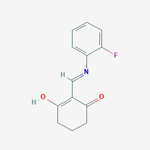 molecular formula C13H12FNO2 B6136646 2-{[(2-fluorophenyl)amino]methylene}-1,3-cyclohexanedione 