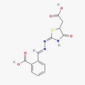 molecular formula C13H11N3O5S B6136694 2-{[5-(carboxymethyl)-4-oxo-1,3-thiazolidin-2-ylidene]carbonohydrazonoyl}benzoic acid 