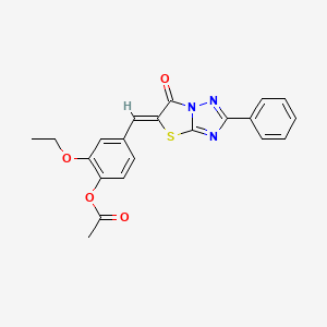 molecular formula C21H17N3O4S B6136703 2-ethoxy-4-[(6-oxo-2-phenyl[1,3]thiazolo[3,2-b][1,2,4]triazol-5(6H)-ylidene)methyl]phenyl acetate 