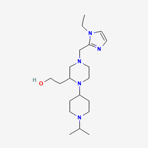 molecular formula C20H37N5O B6136717 2-[4-[(1-ethyl-1H-imidazol-2-yl)methyl]-1-(1-isopropyl-4-piperidinyl)-2-piperazinyl]ethanol 