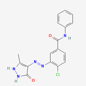 molecular formula C17H14ClN5O2 B6136743 4-chloro-3-[2-(3-methyl-5-oxo-1,5-dihydro-4H-pyrazol-4-ylidene)hydrazino]-N-phenylbenzamide 