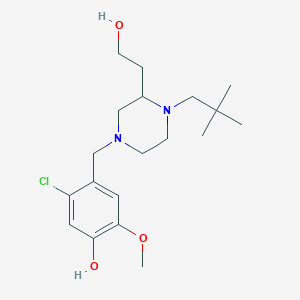 molecular formula C19H31ClN2O3 B6136772 5-chloro-4-{[4-(2,2-dimethylpropyl)-3-(2-hydroxyethyl)-1-piperazinyl]methyl}-2-methoxyphenol 