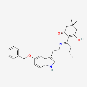 molecular formula C30H36N2O3 B6136776 2-[1-({2-[5-(benzyloxy)-2-methyl-1H-indol-3-yl]ethyl}amino)butylidene]-5,5-dimethylcyclohexane-1,3-dione 