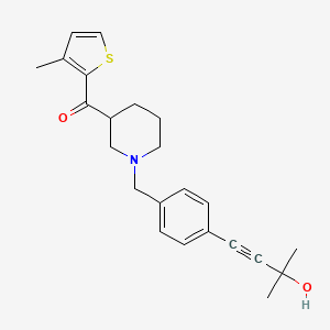 molecular formula C23H27NO2S B6136783 {1-[4-(3-hydroxy-3-methyl-1-butyn-1-yl)benzyl]-3-piperidinyl}(3-methyl-2-thienyl)methanone 