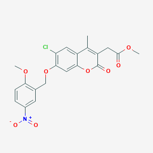molecular formula C21H18ClNO8 B6136840 methyl {6-chloro-7-[(2-methoxy-5-nitrobenzyl)oxy]-4-methyl-2-oxo-2H-chromen-3-yl}acetate 