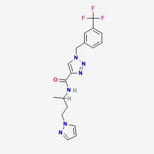 molecular formula C18H19F3N6O B6136872 N-[1-methyl-3-(1H-pyrazol-1-yl)propyl]-1-[3-(trifluoromethyl)benzyl]-1H-1,2,3-triazole-4-carboxamide 