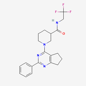 molecular formula C21H23F3N4O B6136912 1-(2-phenyl-6,7-dihydro-5H-cyclopenta[d]pyrimidin-4-yl)-N-(2,2,2-trifluoroethyl)-3-piperidinecarboxamide 